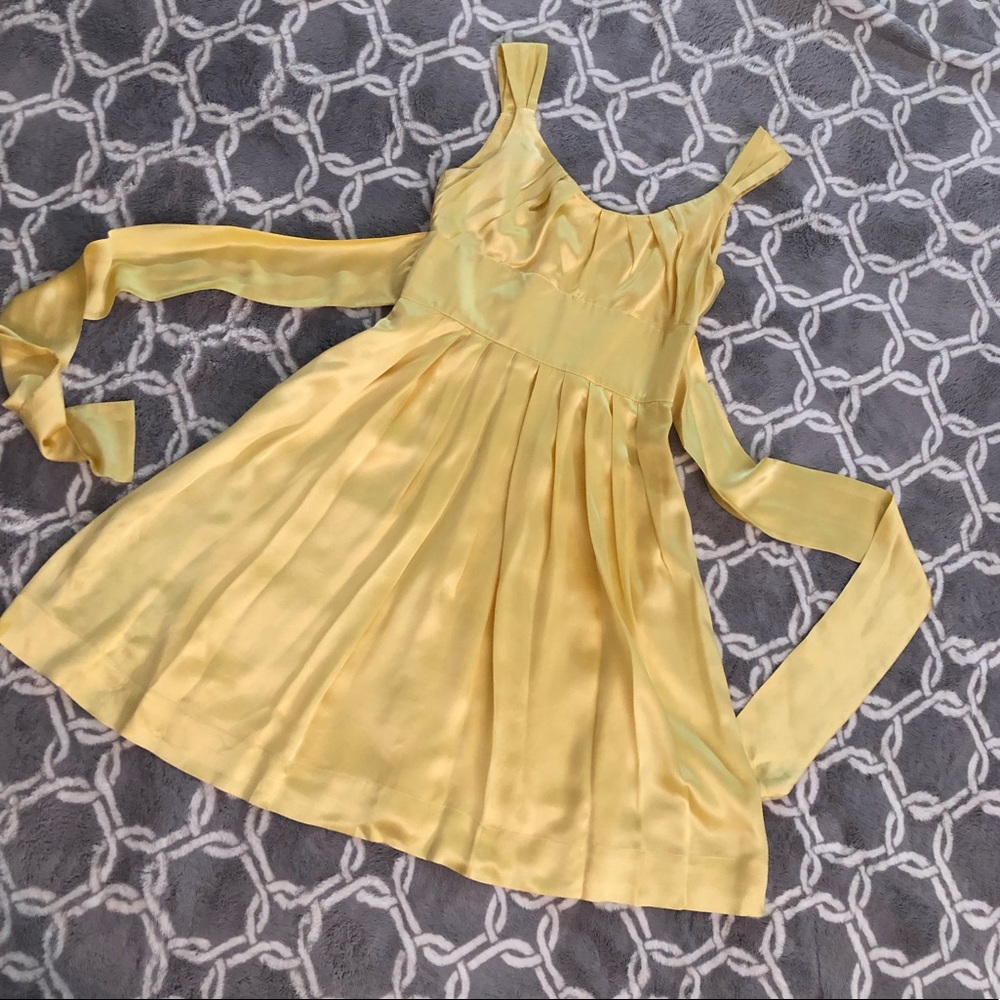 Women yellow silk dress